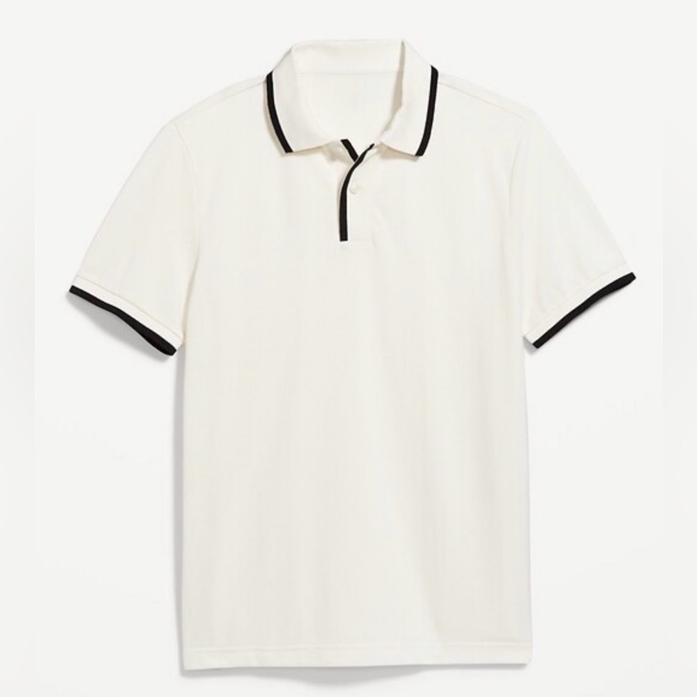 Old Navy Men's Cream Polo with Black Accents